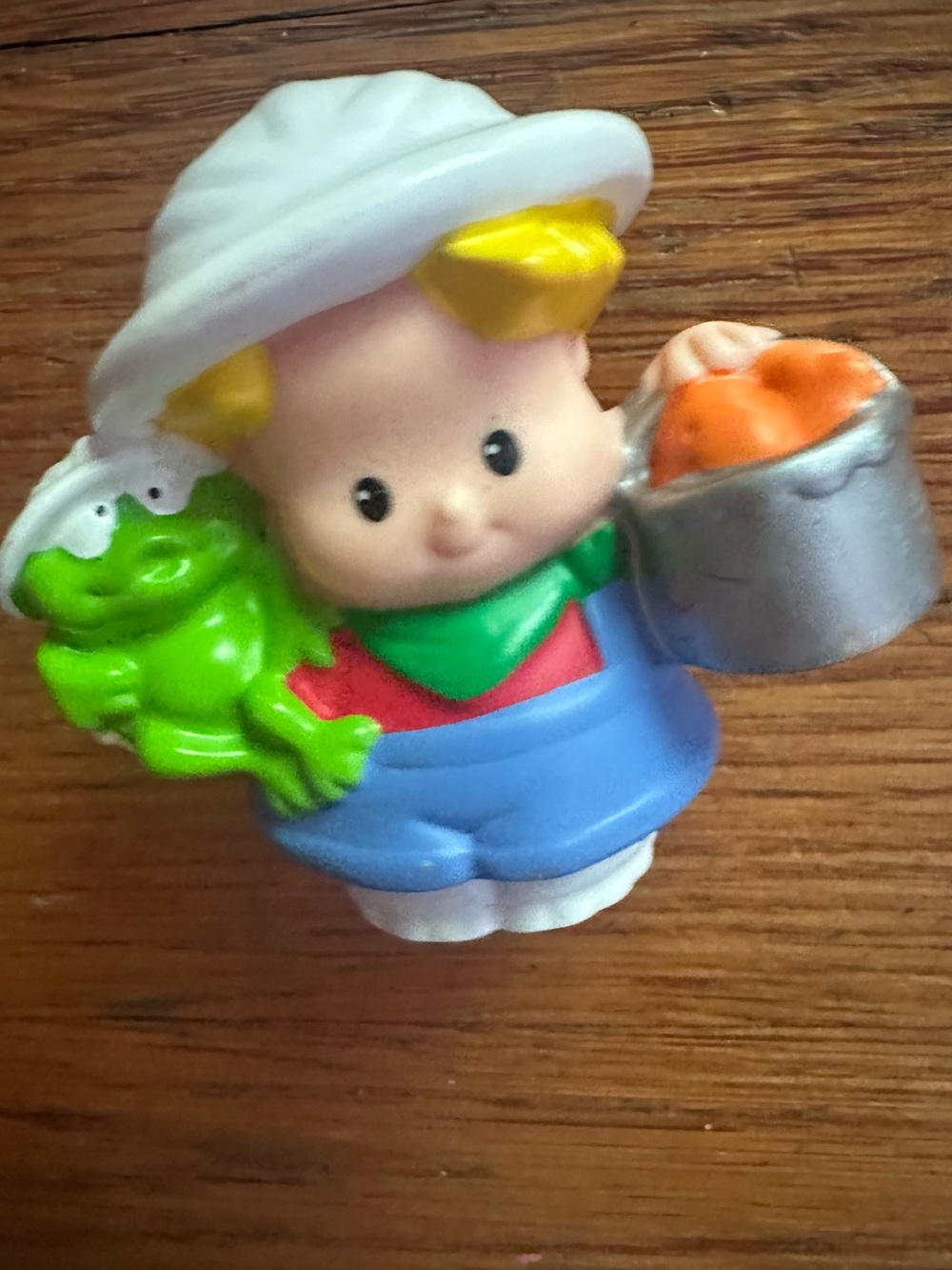 Vintage Fisher Price Little People Boy Farmer Eddie w/ Frog Zookeeper